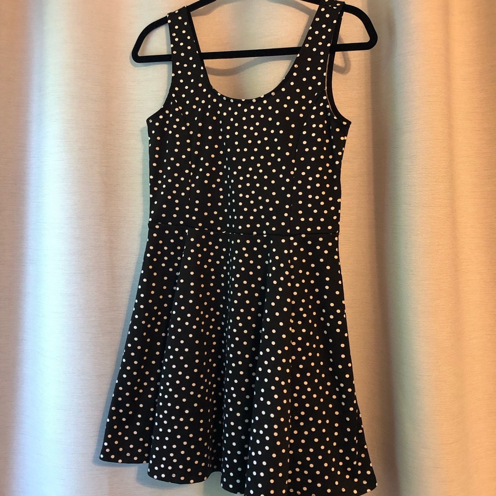 H&M black with white polka dot sun dress